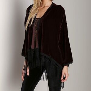 Show Me Your Mumu Wheeler Fringe Kimono Maple Velvet size Medium 100% silk